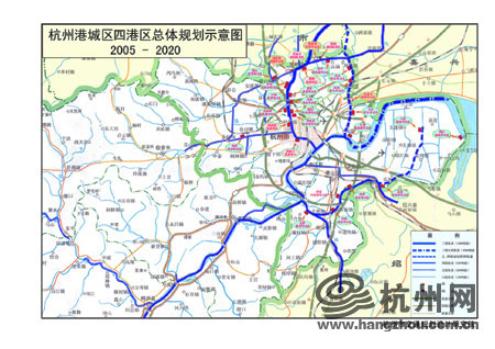 杭州港城区四港区(钱江,运河,萧山,余杭)总体规划图